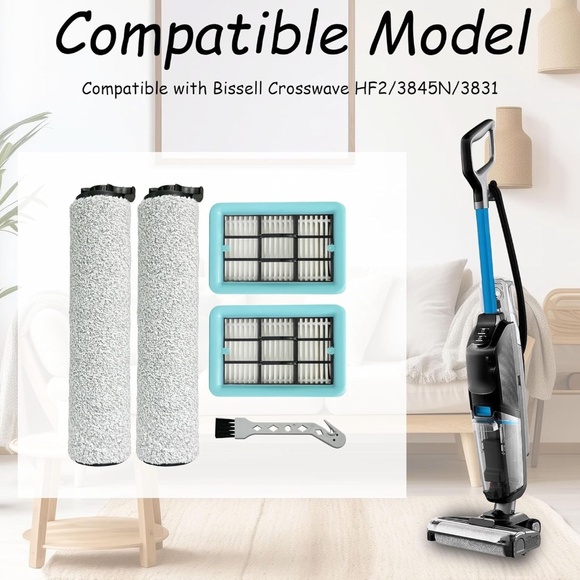 Replacement Brush Rollers and Filters for Bissell CrossWave HF2 3845N 3831 - Picture 2 of 9